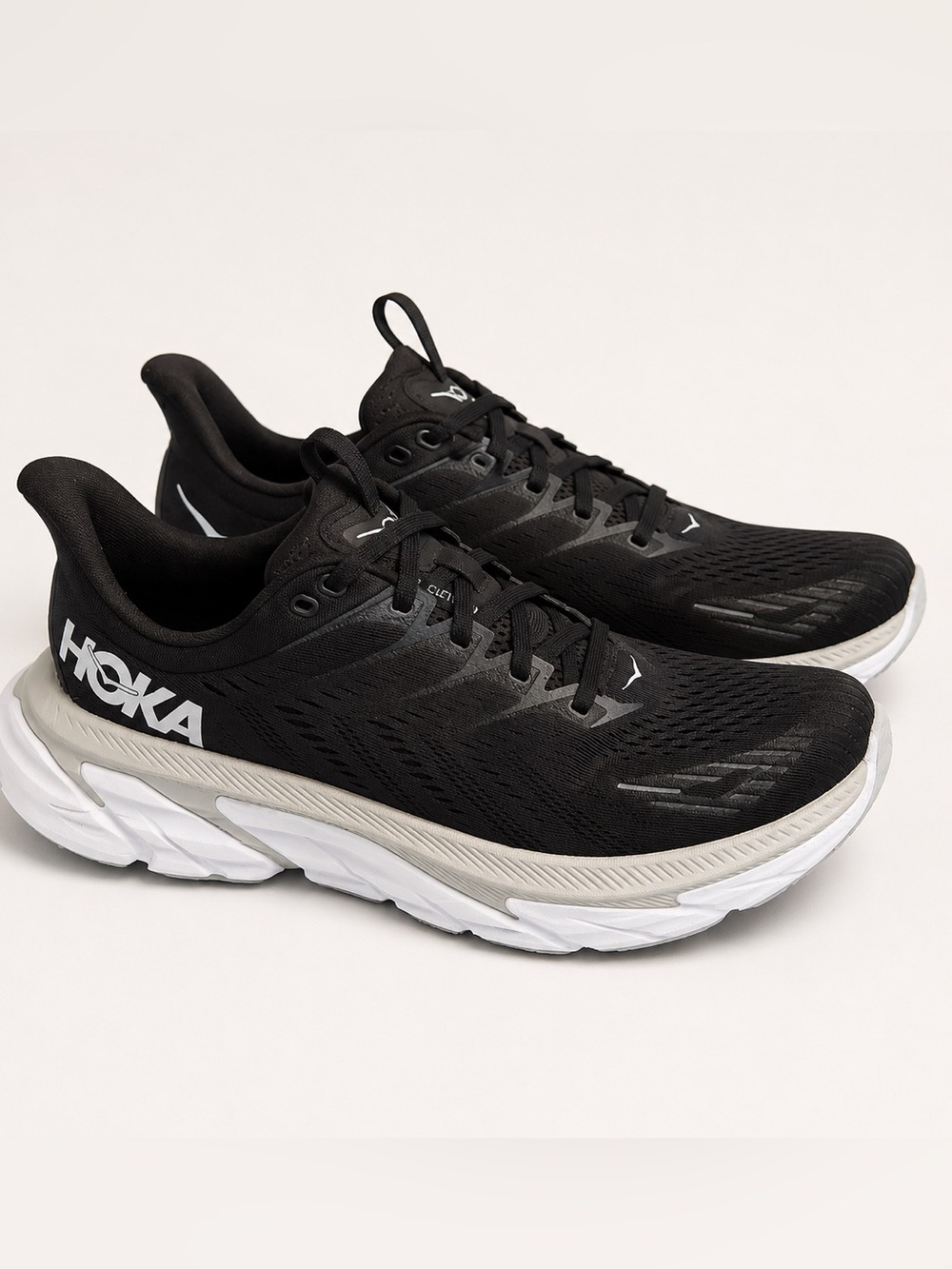 HOKA One One Clifton Running Shoes Men's Size 11 Black/White